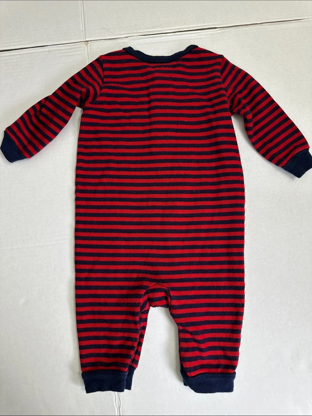 Ralph Lauren Baby One Piece Bodysuit Red Navy Stripes Snap Button 6 Months